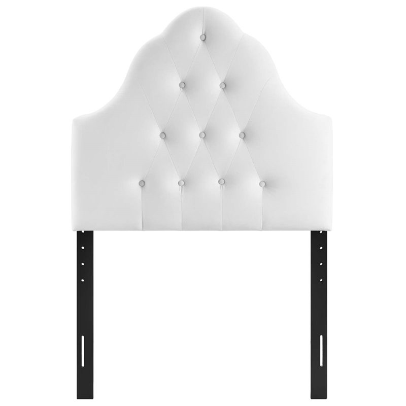 Pemberly Row Twin Diamond Tufted Performance Velvet Headboard in White
