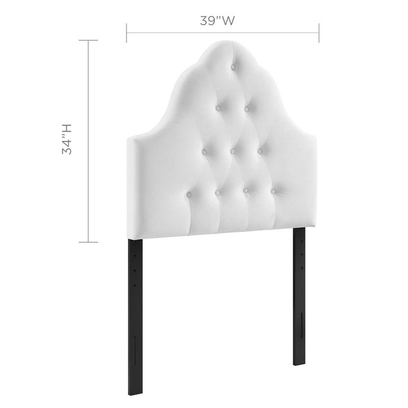 Pemberly Row Twin Diamond Tufted Performance Velvet Headboard in White