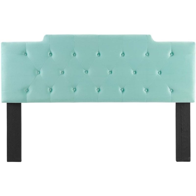 Pemberly Row Tufted King/California King Velvet Headboard in Mint Green