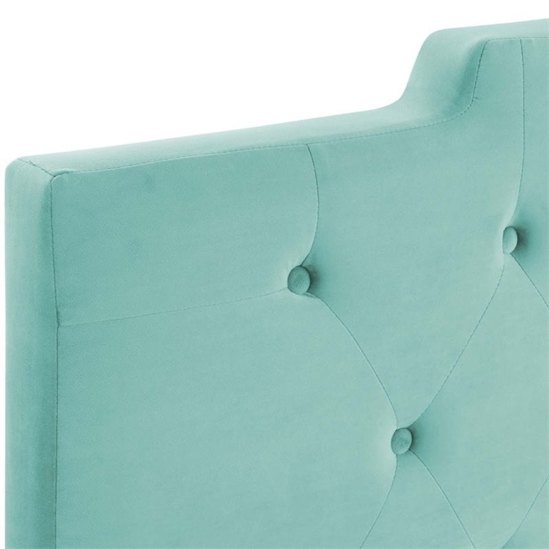 Pemberly Row Tufted King/California King Velvet Headboard in Mint Green