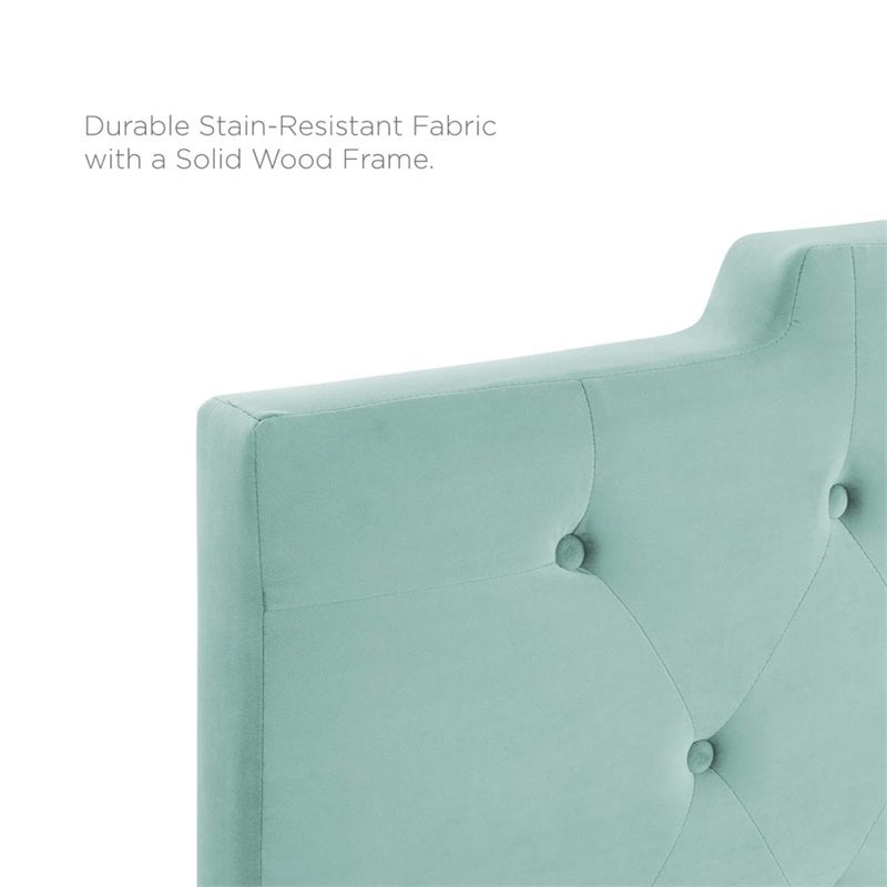 Pemberly Row Tufted King/California King Velvet Headboard in Mint Green