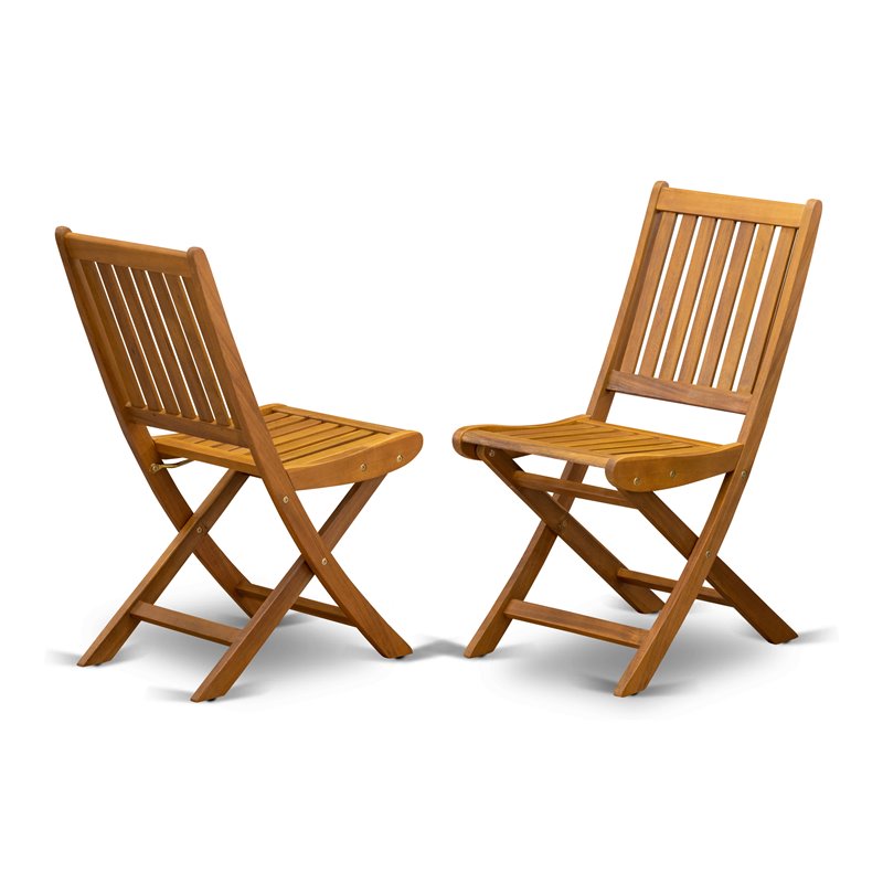 Pemberly Row Wood Patio Dining Chairs in Natural Oil (Set of 2)