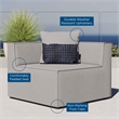 Pemberly Row Fabric Upholstered Outdoor Patio Sofa Corner Chair in Gray