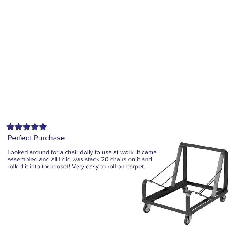 Pemberly Row Contemporary Sled Base Stack Chair Dolly in Black
