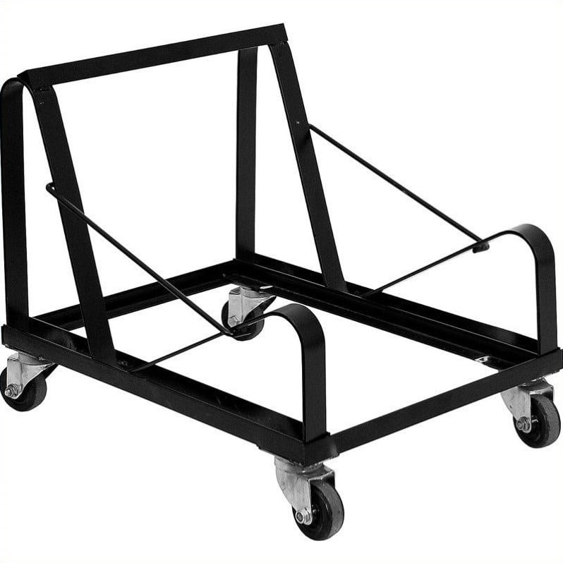 Pemberly Row Contemporary Sled Base Stack Chair Dolly in Black