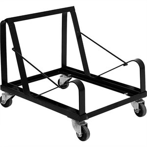 Pemberly Row Contemporary Sled Base Stack Chair Dolly in Black