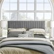 Pemberly Row Full/Queen Solid Wood and Performance Velvet Headboard in Gray