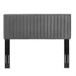 Pemberly Row Full/Queen Solid Wood and Performance Velvet Headboard in Gray