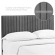 Pemberly Row Full/Queen Solid Wood and Performance Velvet Headboard in Gray