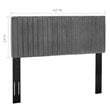 Pemberly Row Full/Queen Solid Wood and Performance Velvet Headboard in Gray