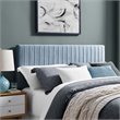 Pemberly Row Full/Queen Solid Wood Performance Velvet Headboard in Light Blue