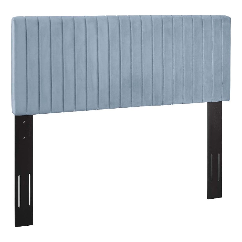 Pemberly Row Full/Queen Solid Wood Performance Velvet Headboard in Light Blue