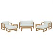 Pemberly Row 8-Piece Wood Patio Sofa Set in Natural and White