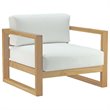 Pemberly Row 3-Piece Teak Wood Patio Set with End Table in Natural/White