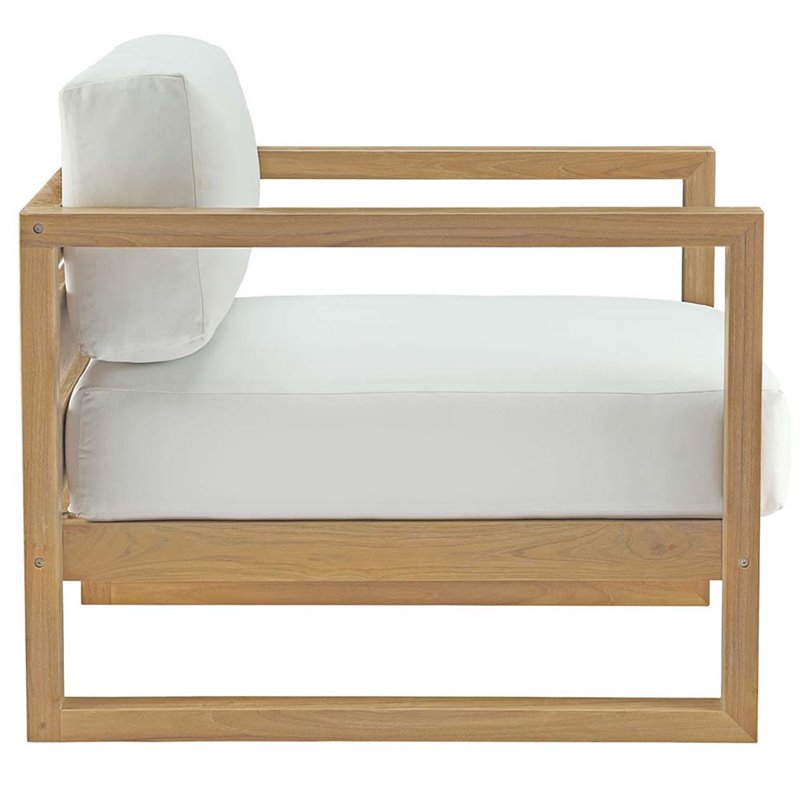 Pemberly Row 3-Piece Teak Wood Patio Set with End Table in Natural/White
