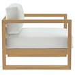 Pemberly Row 3-Piece Teak Wood Patio Set with End Table in Natural/White
