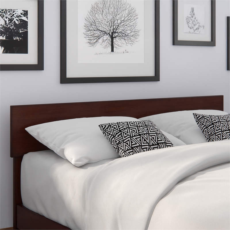 Pemberly Row Solid Wood Full Size Contemporary Headboard in Walnut