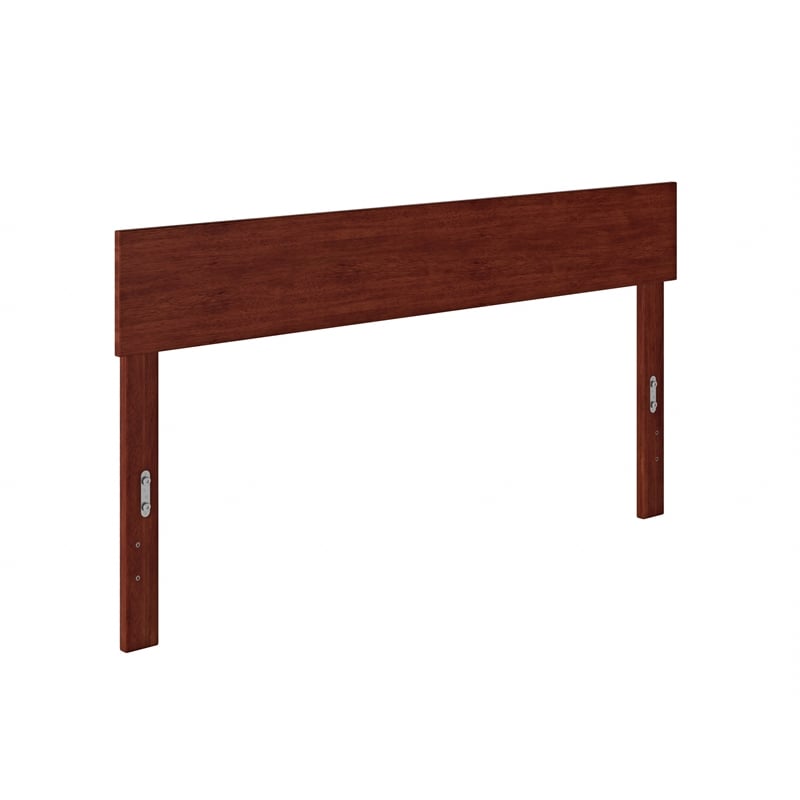 Pemberly Row Solid Wood Queen Size Modern Panel Headboard in Walnut