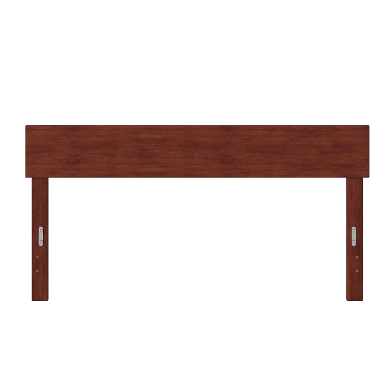 Pemberly Row Solid Wood Queen Size Modern Panel Headboard in Walnut
