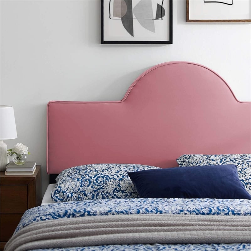 Pemberly Row Twin Modern Performance Velvet Headboard in Dusty Rose