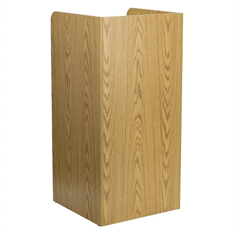 Pemberly Row Contemporary Wood Tray Top Receptacle in Oak Finish