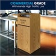 Pemberly Row Contemporary Wood Tray Top Receptacle in Oak Finish