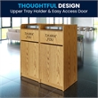 Pemberly Row Contemporary Wood Tray Top Receptacle in Oak Finish