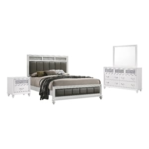 Pemberly Row 4-piece Eastern King Panel Wood Bedroom Set White and Gray