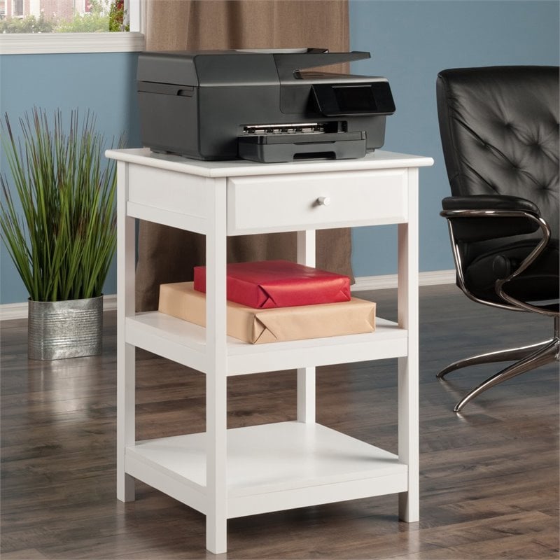 Pemberly Row 2 Shelf Transitional Wooden Printer Stand in White