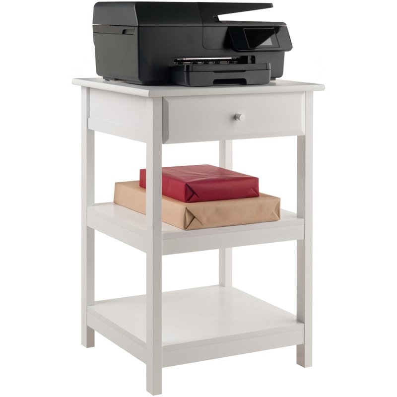 Pemberly Row 2 Shelf Transitional Wooden Printer Stand in White