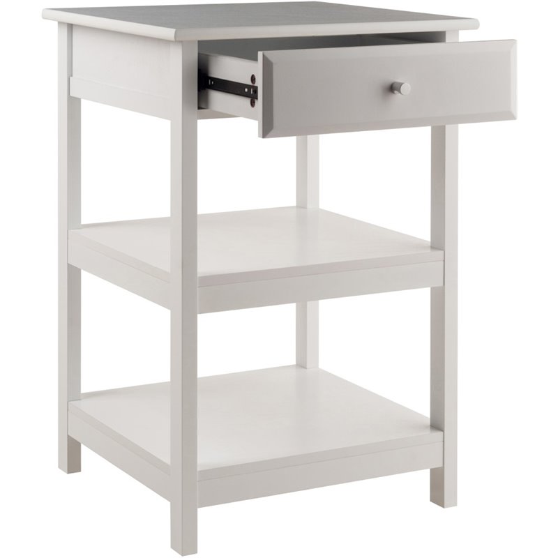 Pemberly Row 2 Shelf Transitional Wooden Printer Stand in White