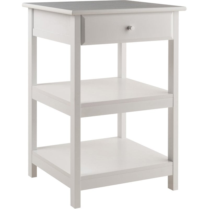 Pemberly Row 2 Shelf Transitional Wooden Printer Stand in White