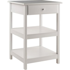 Pemberly Row 2 Shelf Transitional Wooden Printer Stand in White