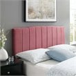 Pemberly Row Channel Tufted King/California King Velvet Headboard - Dusty Rose