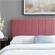 Pemberly Row Channel Tufted King/California King Velvet Headboard - Dusty Rose