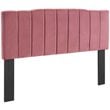 Pemberly Row Channel Tufted King/California King Velvet Headboard - Dusty Rose