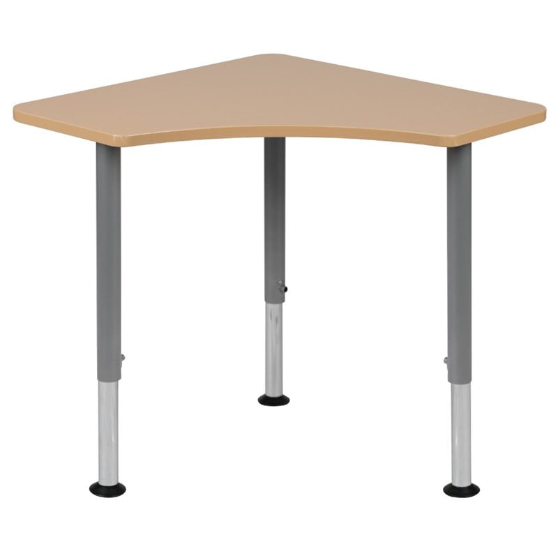 Pemberly Row Triangonal Collaborative Adjustable Student Desk in Natural