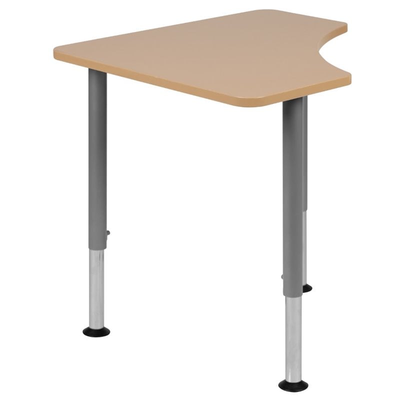 Pemberly Row Triangonal Collaborative Adjustable Student Desk in Natural