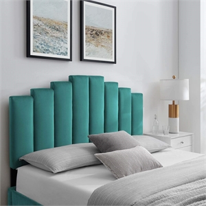 Pemberly Row Modern Performance Velvet Twin Headboard in Teal Green