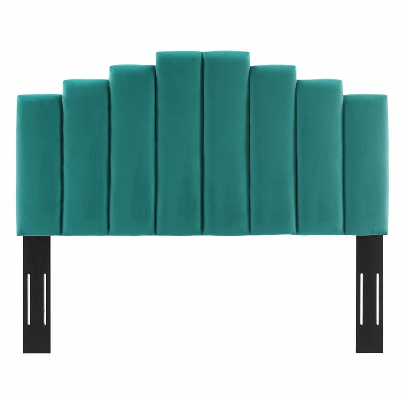 Pemberly Row Modern Performance Velvet Twin Headboard in Teal Green