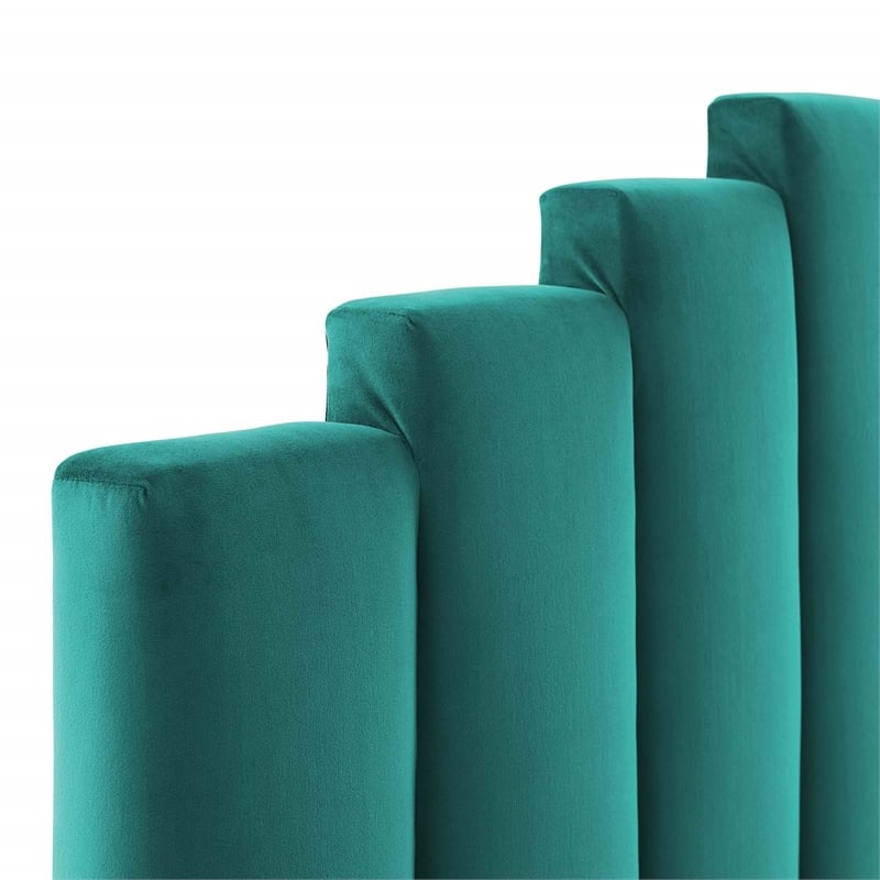 Pemberly Row Modern Performance Velvet Twin Headboard in Teal Green