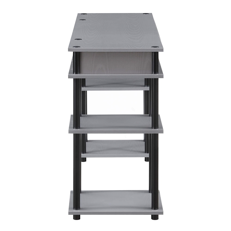 Pemberly Row No-tools Student Desk in Gray Wood Finish and Black Steel Poles