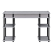 Pemberly Row No-tools Student Desk in Gray Wood Finish and Black Steel Poles