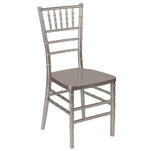 Pemberly Row Contemporary Premium Resin Stacking Chair in Pewter
