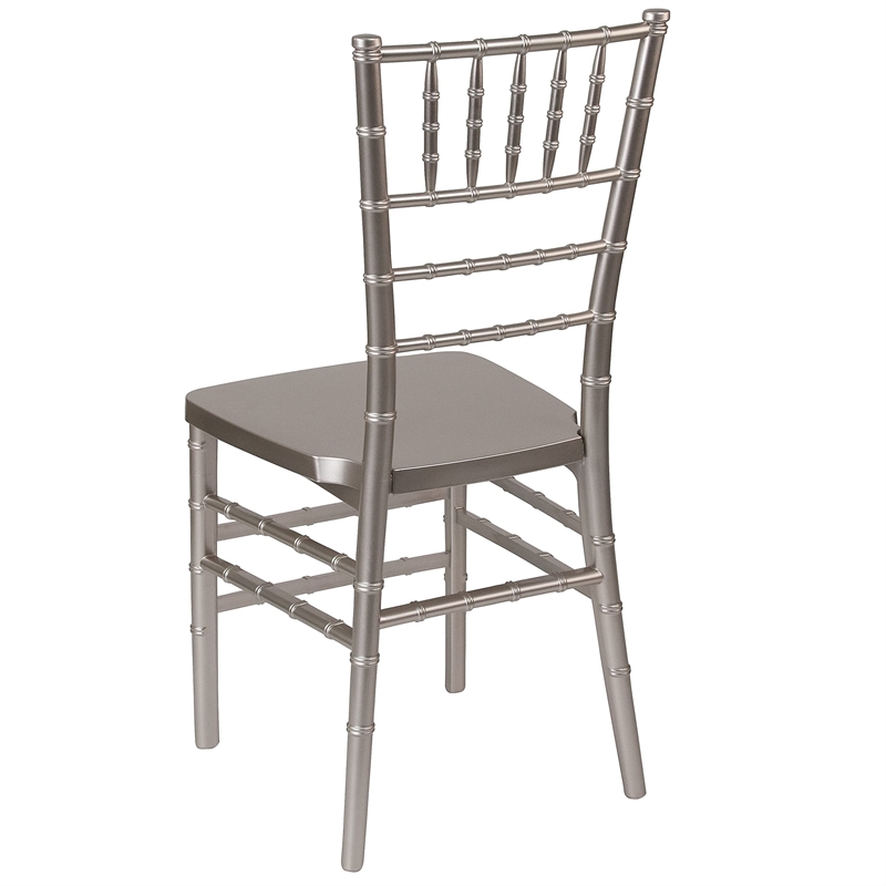 Pemberly Row Contemporary Premium Resin Stacking Chair in Pewter