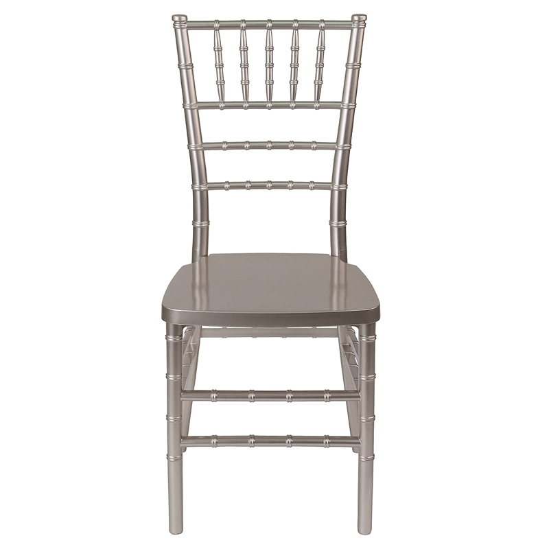 Pemberly Row Contemporary Premium Resin Stacking Chair in Pewter
