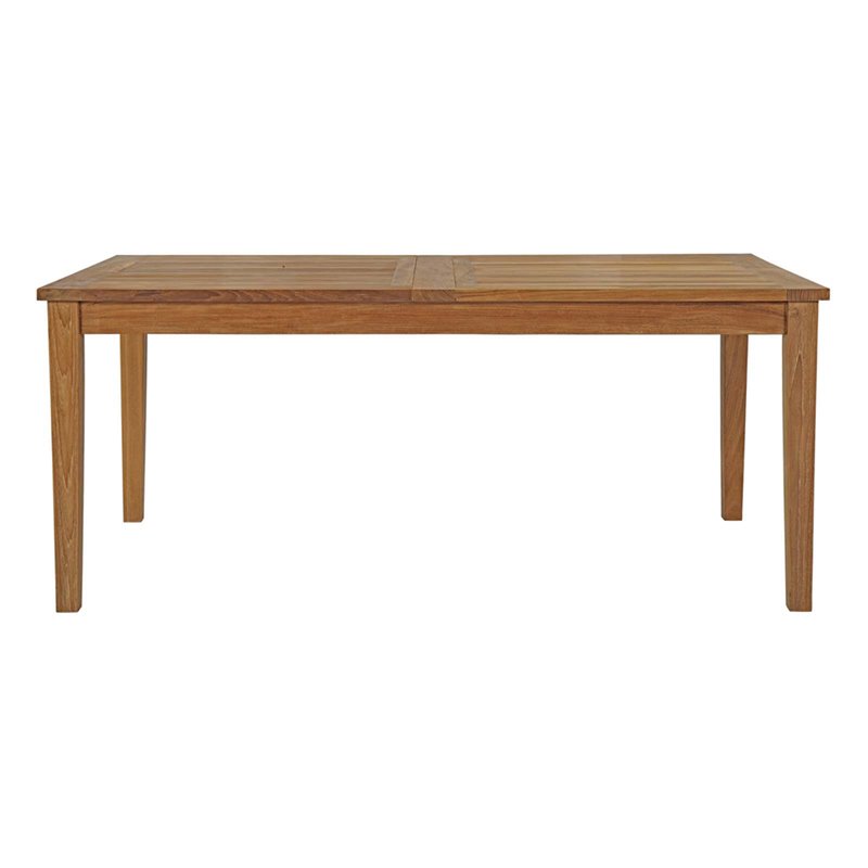 Pemberly Row Extendable Outdoor Patio Solid Teak Wood Dining Table in Natural