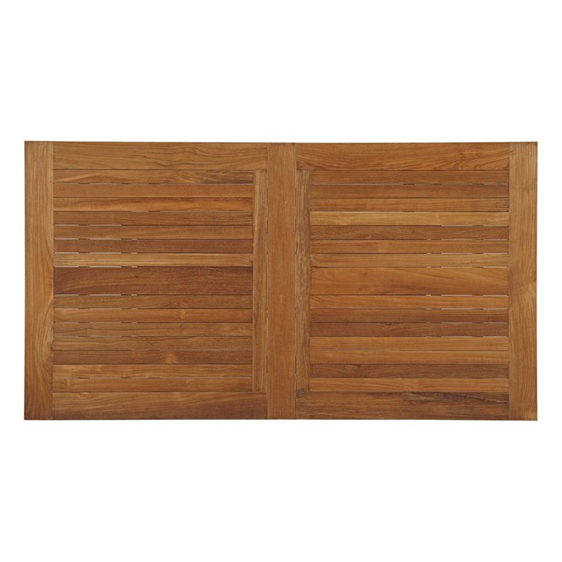 Pemberly Row Extendable Outdoor Patio Solid Teak Wood Dining Table in Natural
