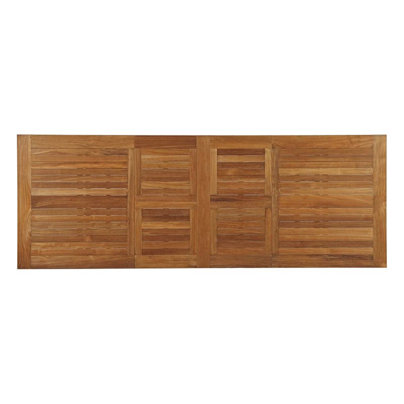 Pemberly Row Extendable Outdoor Patio Solid Teak Wood Dining Table in Natural