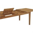 Pemberly Row Extendable Outdoor Patio Solid Teak Wood Dining Table in Natural